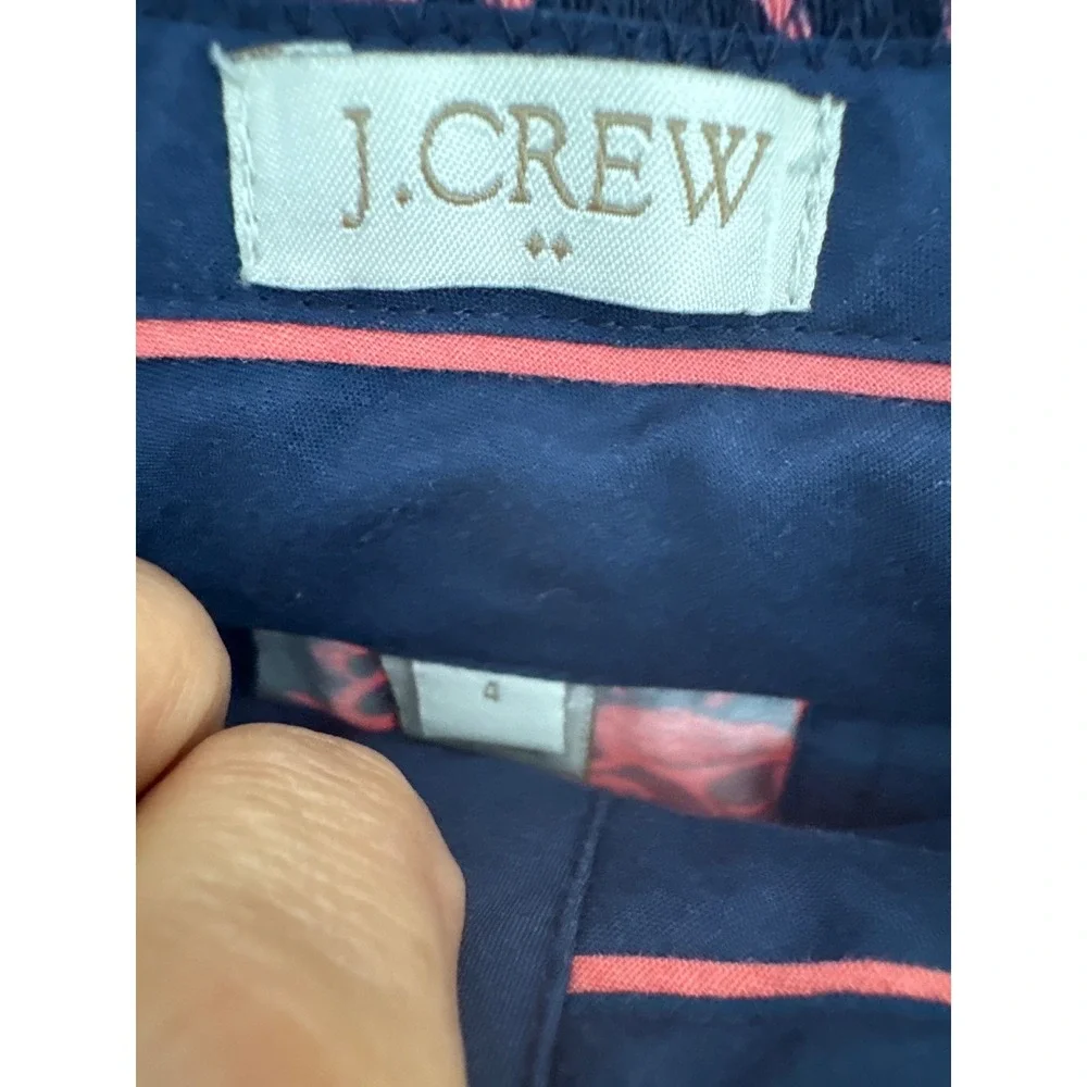 J.‎ Crew Factory Pink Flamingo Print Navy Chino Shorts Women's Size 4